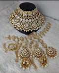 Kundan White Pearl Ethnic Bridal Jewelry Set | 4 Piece Collection