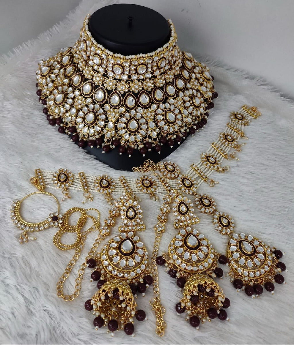 Kundan Gold Ethnic Bridal Jewelry Set | 4 Piece Collection