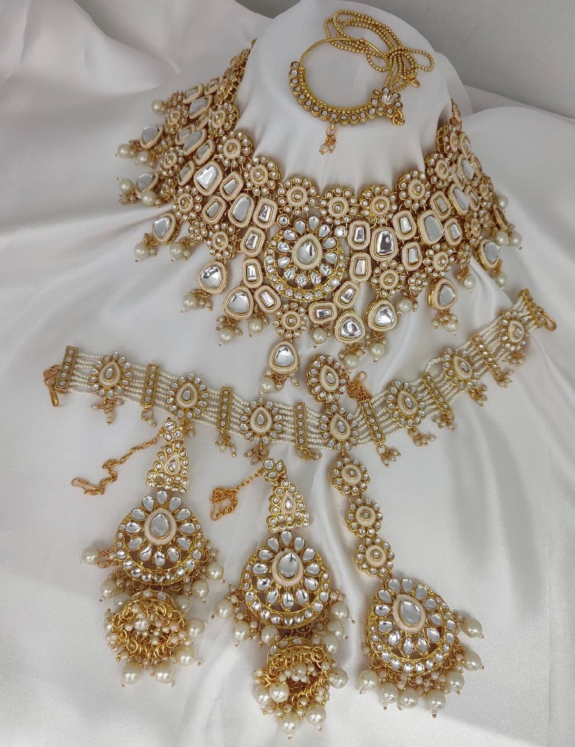 Kundan White Choker Bridal Set | 3 Piece Necklace Collection
