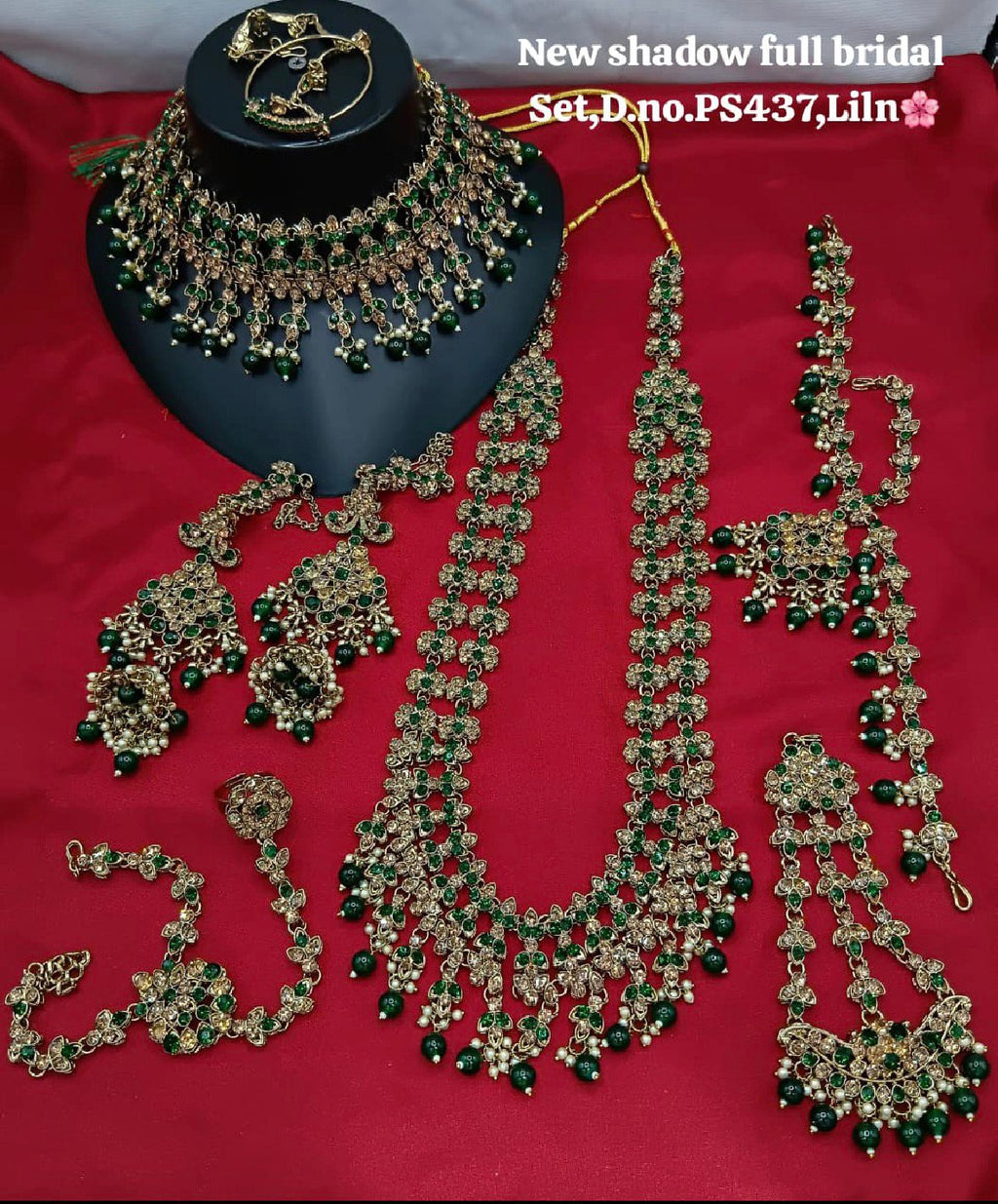 Kundan Green Dulhan Bridal Jewelry Set | 7 Piece Collection