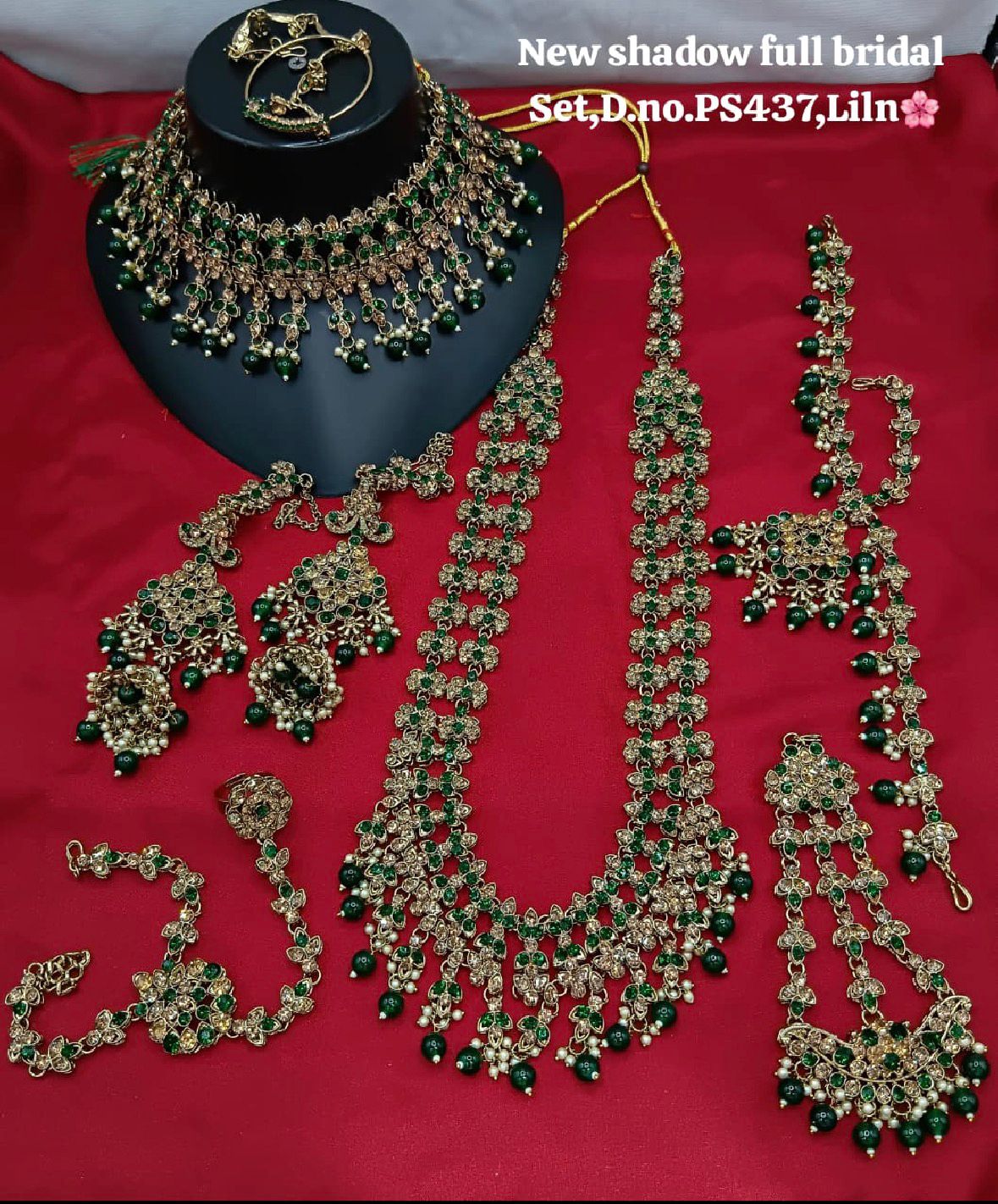 Kundan Green Dulhan Bridal Jewelry Set | 7 Piece Collection