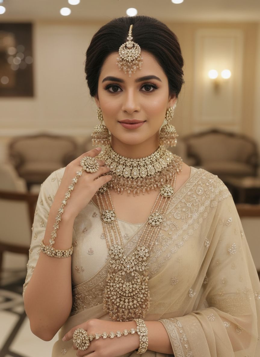 Kundan Crystal Bridal Jewelry Set | 7 Piece Premium Choker Collection