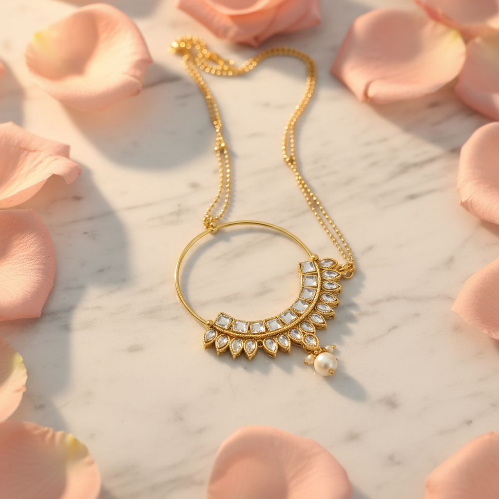 Gold Kundan Nath with New Background