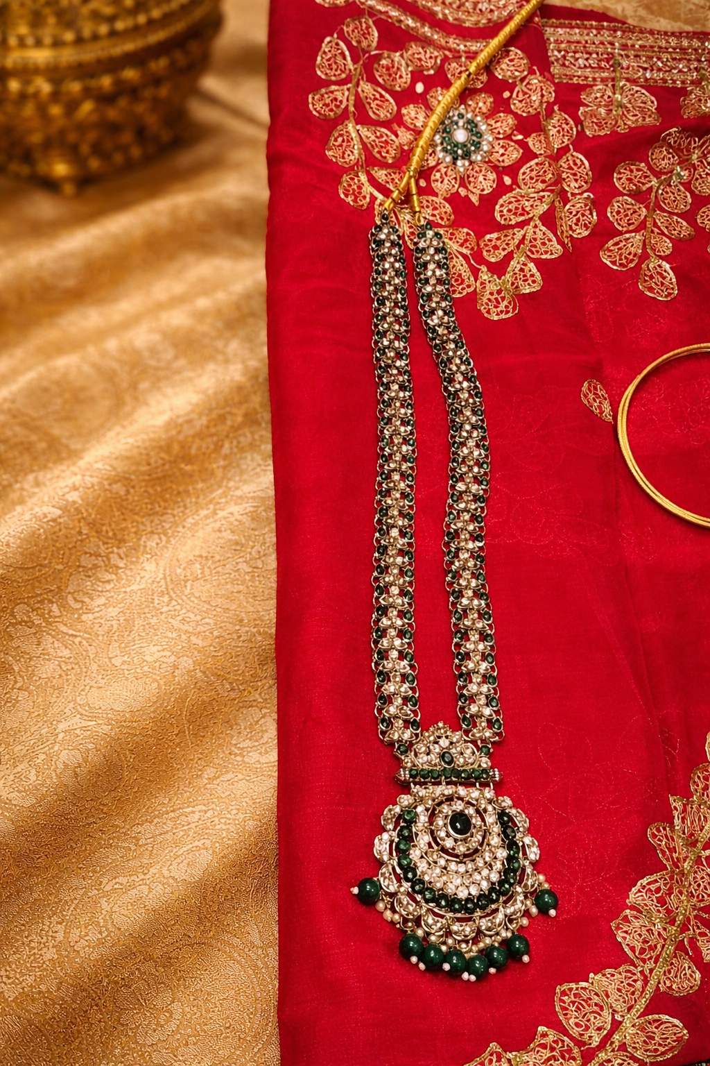 Kundan Green Bridal Jewelry Set | 7 Piece Dulhan Collection