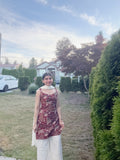 Maroon Floral Printed Suit Set