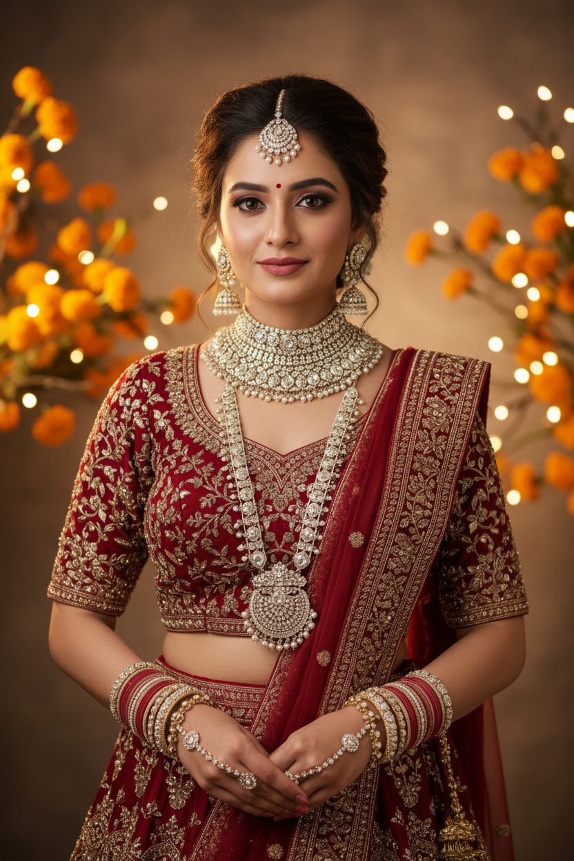Indian Bride Wearing Kundan Bridal Set