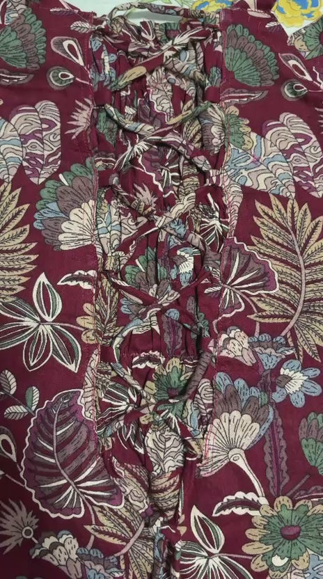 Maroon Floral Printed Suit Set